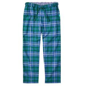 Loungers Mens Brushed Cotton Check Plaid Pajama Bottoms / Sea Green